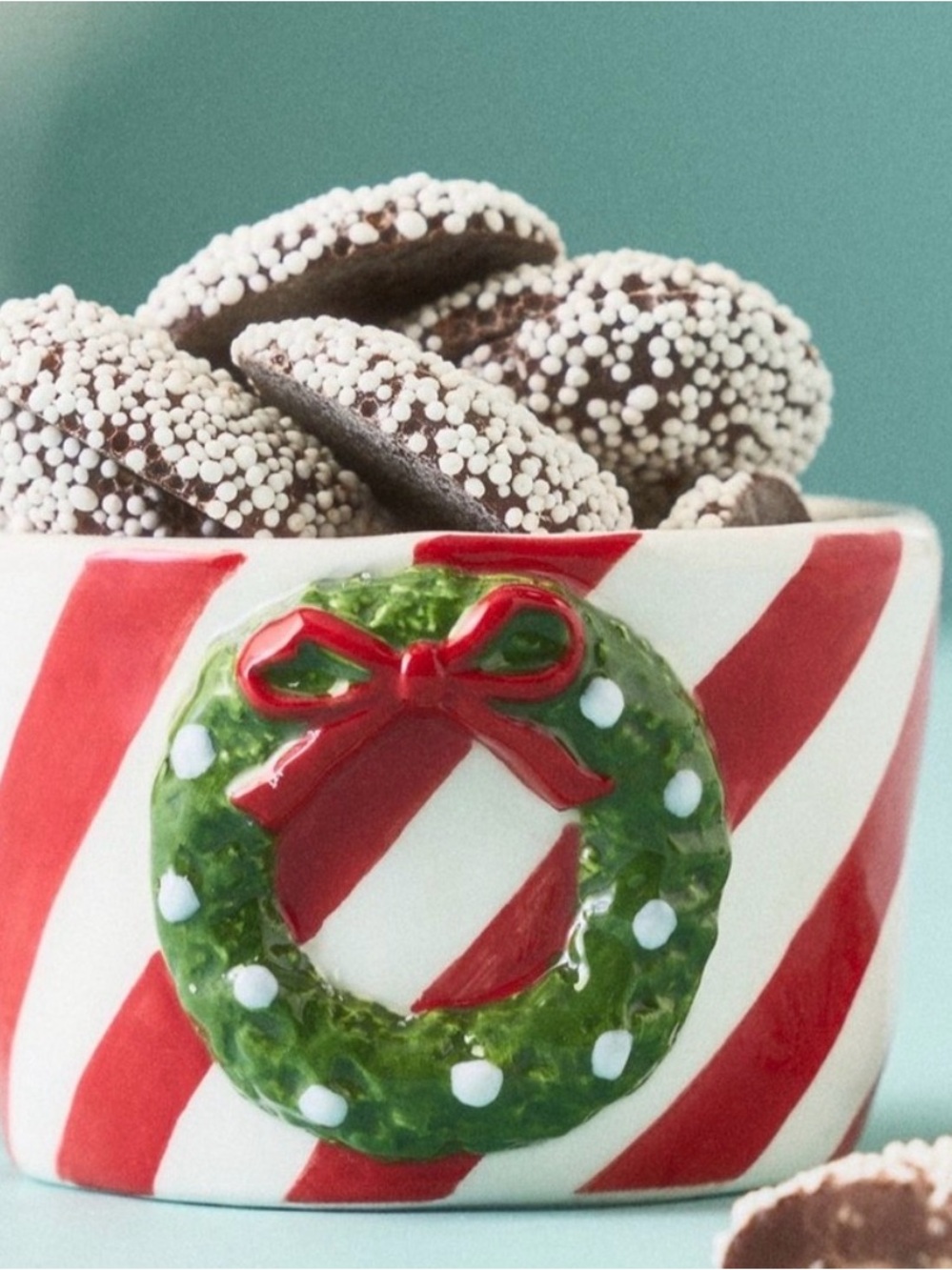 Anthropologie Festive Dolomite Nut Bowl | Wreath | NIB